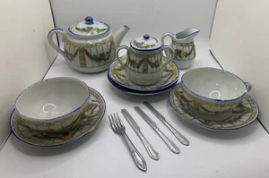 Mini juego de té japonés vintage para juego de 2-9 piezas + mini cubiertos-flores adicionales de 4 piezas - Imagen 1 de 24