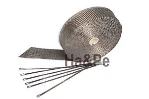 Hitzeschutzband Basalt 15m + 10 Metallkabelbinder +800°C Krümmer Racing - Bild 1 von 3