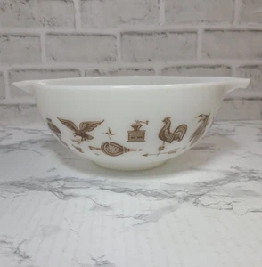 Vtg Pyrex Early American Mixing Bowl 2.5 Qt White and Brown Cinderella Bowl #443 - Picture 1 of 12