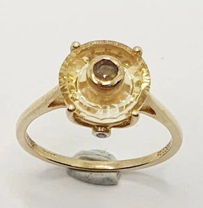 Gold Glenn Lehrer Diamond & Citrine 9ct Yellow Gold Ring Size N 1/4 - Picture 1 of 11