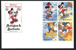 ANTIGUA 1988, DISNEY CHRISTMAS CHORALE, Scott 1171-1174 on F.D.C. - Picture 1 of 1