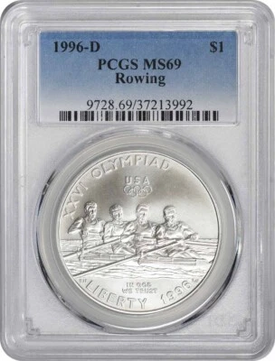 1996-D Rowing Olympic Silver Commemorative Dollar MS69 PCGS Mint State 69 - Image 1 of 2