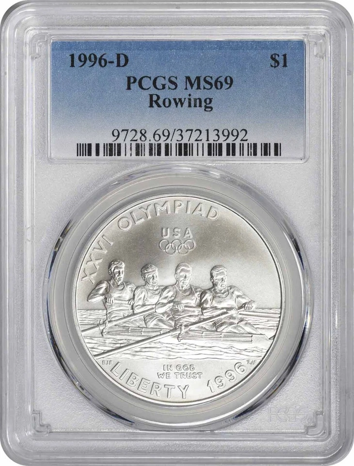 1996-D Rowing Olympic Silver Commemorative Dollar MS69 PCGS Mint State 69 - Image 1 of 2