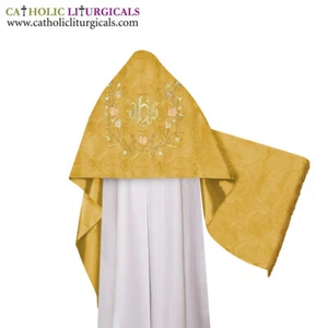 New Yellow Gold Humeral Veil with IHS embroidery, voile huméral, velo omerale - Picture 1 of 1