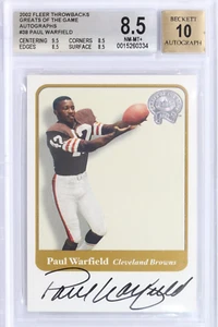 2002 Paul Warfield #38 Fleer Greats Game Auto BGS 8.5 AUTO 10 Throwbacks GOTG - Picture 1 of 2