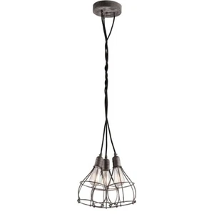 Industrial Cage 3 Light Weathered Zinc Pendant $378 - Picture 1 of 1