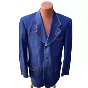 Vintage I L Canto Men's Western Cowboy Denim Blazer Jacket Size 42 L Blue - Picture 1 of 13
