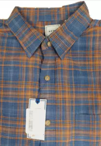 ROWM Men's Short Sleeve Plaid Shirt Cotton Multi Color Orange/Blue size XL. - Picture 1 of 2