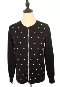 Kitten D'Amour Size L Black White Embroidered Polka Dots Follies Cardigan NWT - Picture 1 of 7