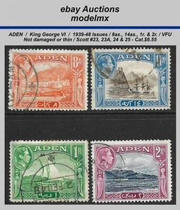 Adén - 1939-48, #23, 23A, 24-5 administración británica. Emisión, cuatro estampillas, VFU - Cat. $6,55 - Imagen 1 de 2