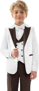 Boy's Suit Double Breasted Casual Formal Suits Tuxedo Blazer Pant Vest Slim Fit - Picture 1 of 34