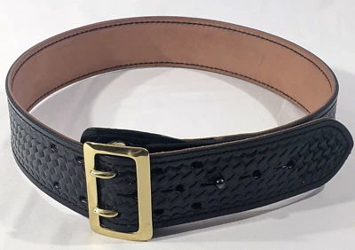 NEW TEX SHOEMAKER 201L SAM BROWNE BLACK BASKET WEAVE 30" BRASS BUCKLE