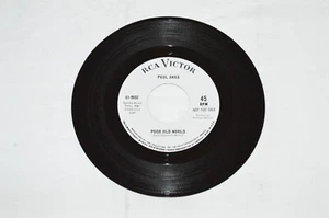PAUL ANKA Poor Old World / I'd Rather Be a Stranger 7" Vinyl 1966 Pop PROMO WLP - Picture 1 of 2