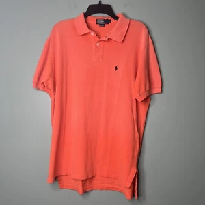 Vintage Polo Ralph Lauren Mens Large Polo Shirt Orange USA 90s Y2K Short Sleeve - Picture 1 of 7
