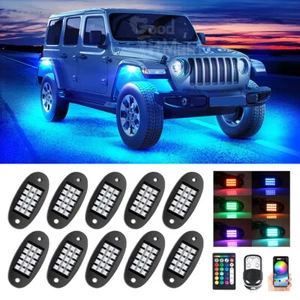 For JEEP JKU JK 10X RGB LED Rock Lights Underbody Neon Lamp Music Bluetooth APP - Bild 1 von 12