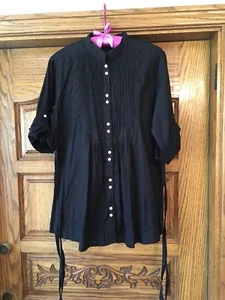 PEPE JEANS London schwarze Tunika mit Smoking vorne & hinten Oberteil - Bild 1 von 5