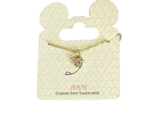 Disney Parks Mickey Mouse Swarovski June Birthstone Necklace Silver Tone NWOT - Picture 1 of 5