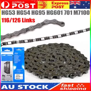 116/126 Links 9/10/11/12 Speed Bicycle Chain Mountain Bike MTB Deore Chain HG53 - Picture 1 of 17