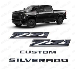  Gloss Black 2019-2024 Chevrolet Silverado Custom Emblem Badge Nameplate Kit z71