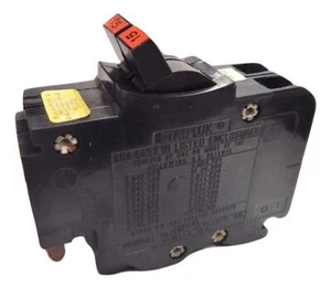 Federal Pacific 0215NI 2 Pole 15A 120/240VAC Thin Circuit Breaker - Picture 1 of 2