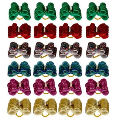 50/100pcs Dog Hair Bows Pet Cat Puppy Shiny Rhinestone Hair Grooming Accessory