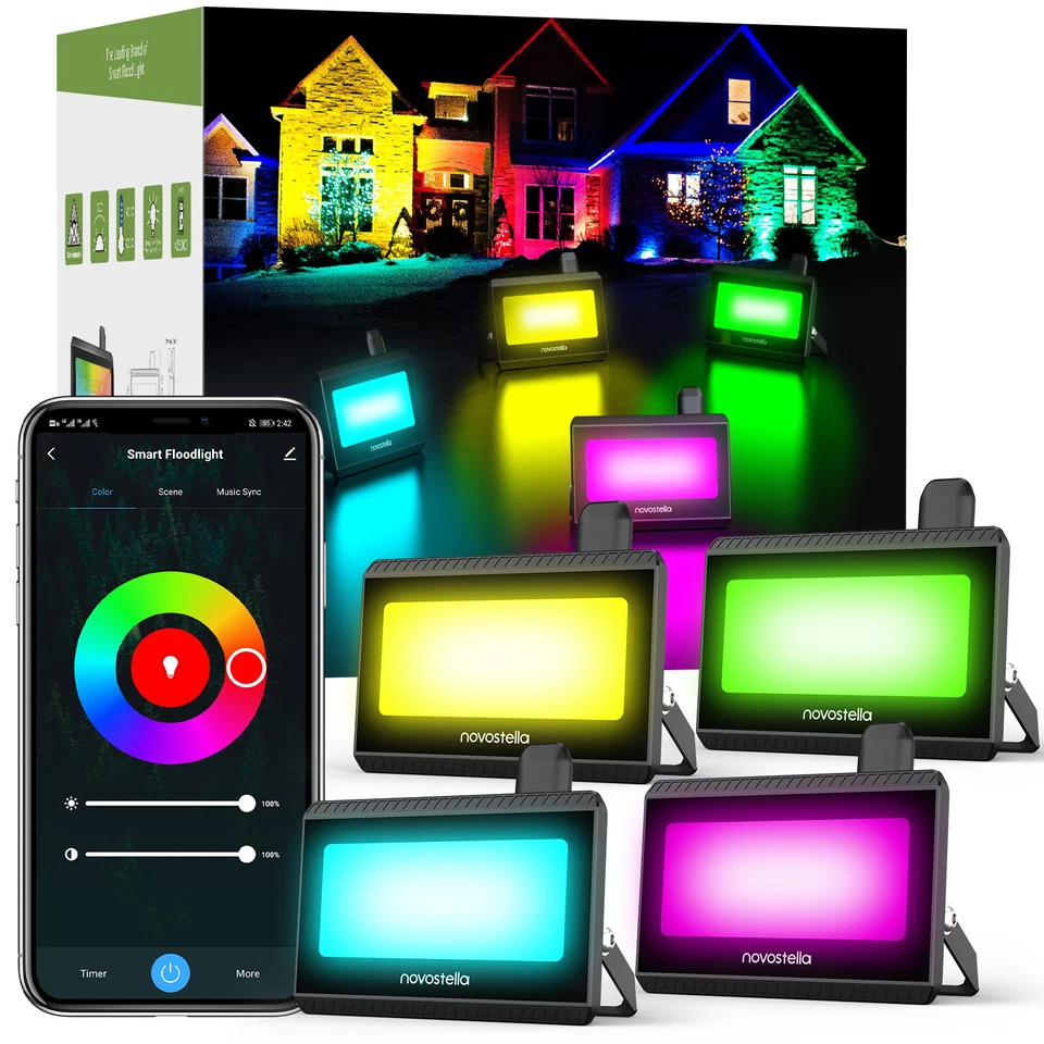Novostella 20W RGBCW Smart LED Flood Lights Outdoor