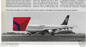 ORION AIRWAYS UK BEWEGT SICH VORWÄRTS MIT AIRBUS A300'S 8/87 ATW 3 PG ARTIKEL - Bild 1 von 2