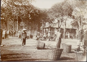 11x15 - INDOCHINE -Corvée de charbon à l'arsenal de SAIGON- Citrate print 1903 - Picture 1 of 1