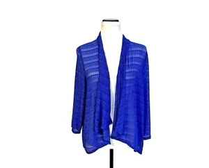 Peck & Peck Womens Size XL Blue Waterfall Draped Cardigan Sweater NWT E538 - Picture 1 of 8