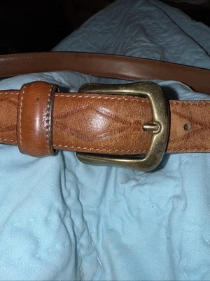 "Cinturón de cuero de colección Cabelas grano superior hebilla de latón 35""" Foto 1 de 4