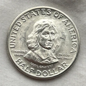 1934 Maryland Tercentenary Classic Commemorative Half Dollar 50c Silver Coin - Picture 1 of 3