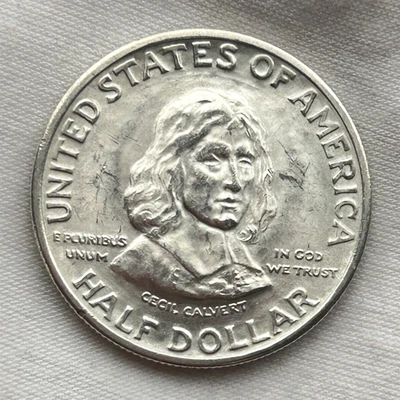 1934 Maryland Tercentenary Classic Commemorative Half Dollar 50c Silver Coin - Image 1 of 3