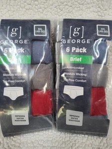George Men's 6-Pack Briefs Shorts 3XL (48-50) Tag Free Brand New Lot Of 2 - Picture 1 of 8