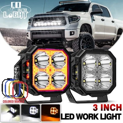 2x Auxbeam 3 polegadas LED luz de trabalho ponto de inundação DRL lâmpada de neblina condução offroad ATV + fio - Imagem 1 de 4
