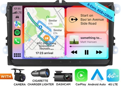 8+128GB Android 13 Car Stereo Head Unit GPS Sat Nav WiFi RDS 4G LTE for VW Caddy - Image 1 of 4