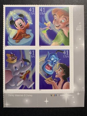 2007 SC# 4192-4195 Mint Block 41c The Art of Disney: Magic-Mickey Mouse, Dumbo - Image 1 of 2