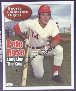 Pete Rose Signed In Black 11x14 Cincinnati Reds Sports Digest Cover Photo JSA - Picture 1 of 6