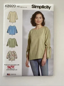 Top Simplicity K8920 Misses con mangas y variaciones de longitud mujer patrón sin cortar - Imagen 1 de 6