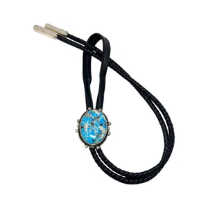 Landon Secatero, Bolo Tie, Persian Turquoise, Navajo, 42" - Picture 1 of 4