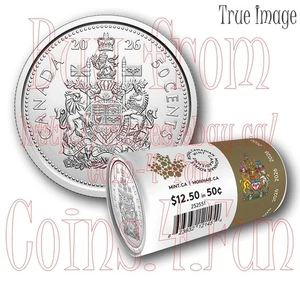 2026 Canada Coat of Arms 50-cent Coin Special Wrap Circulation Roll King Charles - Picture 1 of 6
