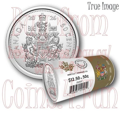 2026 Canada Coat of Arms 50-cent Coin Special Wrap Circulation Roll King Charles - Image 1 of 4