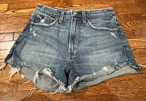 Abercrombie Fitch Shorts Damen 26/2 blau Booty High Rise Mom Denin Jeans - Bild 1 von 8