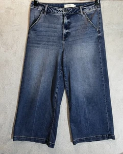 Vici Damenjeans hoher Bund weites Bein Cropped Größe 32 Medium Wash gebraucht, in einwandfreiem Zustand - Bild 1 von 4