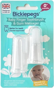 Baby Finger Toothbrush Newborn 0M+ Soft Silicone Teething Gum Massager 2 Pack - Picture 1 of 16