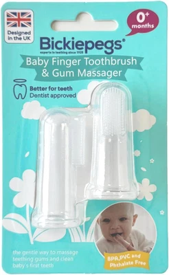 Baby Finger Toothbrush Newborn 0M+ Soft Silicone Teething Gum Massager 2 Pack - Image 1 of 4