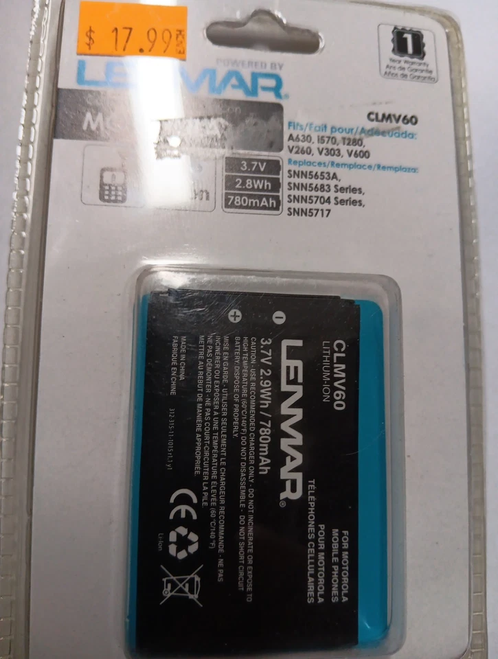 Batería Lanmar CLMV60 para Motorola A630, T280, V260, V303, V600 Foto 1 de 2