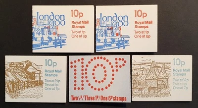GB Stamps 1975 - 1980 Folded 10p Booklets x 5 all different and complete - Image 1 of 2