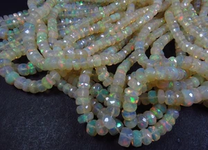 Gemas de ópalo de fuego etíope cuentas rondelle lisas naturales de 5" 3,5-6 mm LC-1924 - Imagen 1 de 9