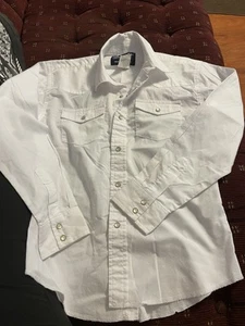 Wrangler Western Shirt Ivory Pearl Snap Buttons Kids Sz 10/12 - Picture 1 of 3