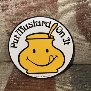 Large English Mustard Advertising Badge 4" Diameter Vintage Lapel Pin England - Picture 1 of 6